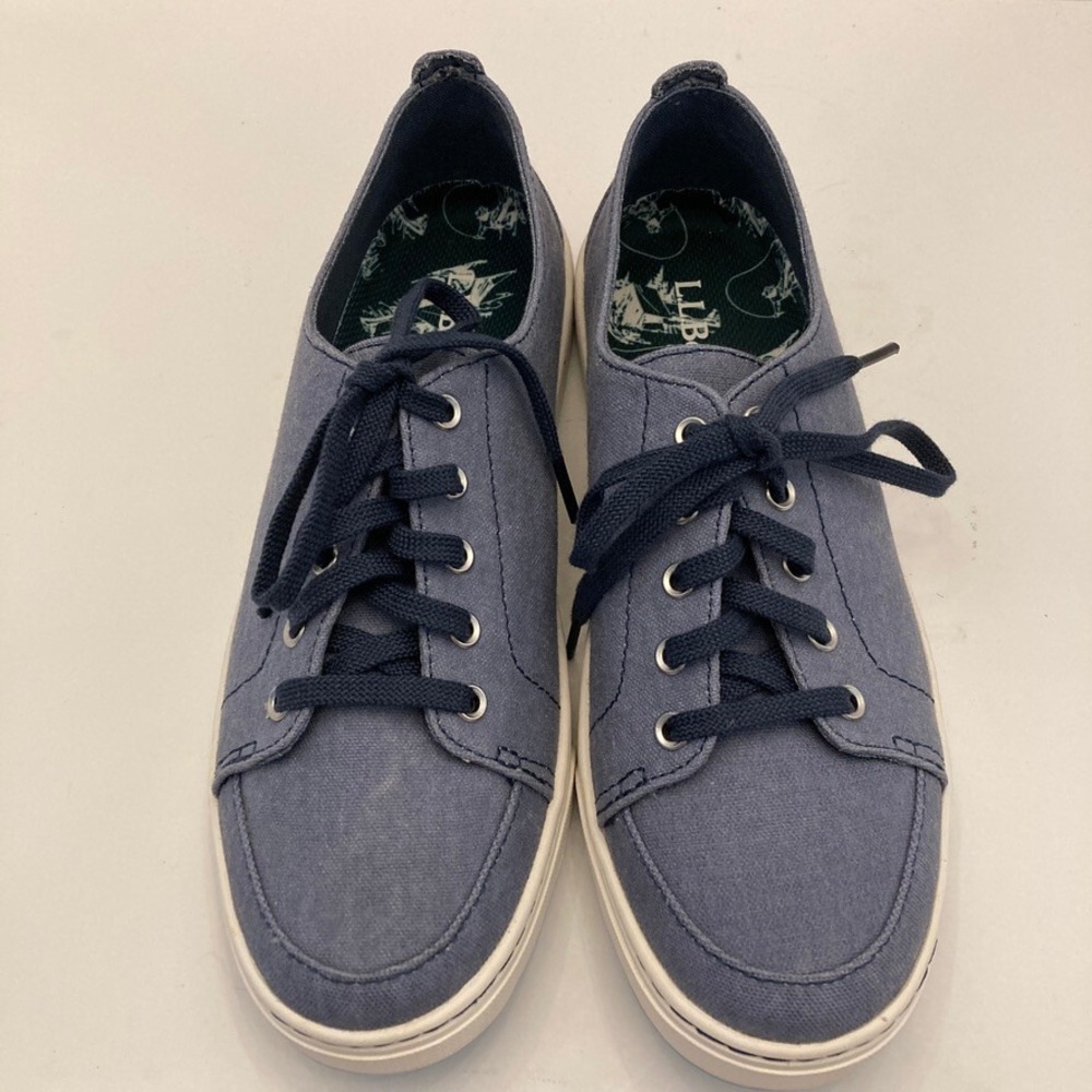 NEW LL Bean Campside Oxford‎ Canvas Womens Size 8 M Blue Lace Up Shoes Sneakers